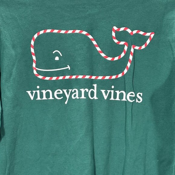 Vineyard Vines Tee Shirt Mens Small Green Cotton Long Sleeve Candy Cane Logo - Picture 11 of 11